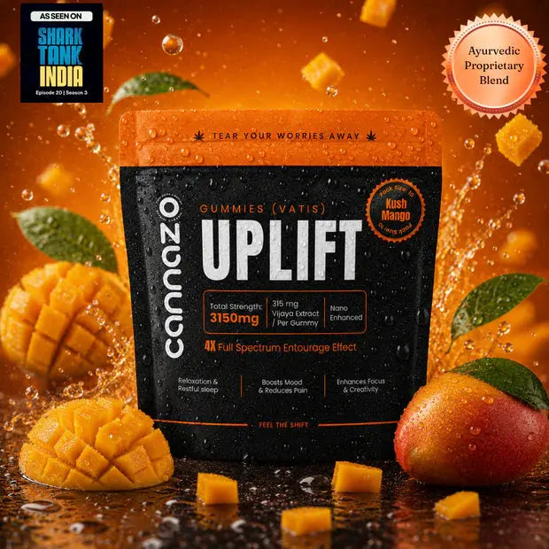 Cannazo Uplift Gummies (Vatis) with Naturally Derived CBD & THC for Mood, Focus, Sleep & Recovery - 5000mg Mango Kush Flavour