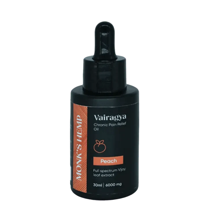 Monk's Hemp Vairagya - 6000mg Full Spectrum Pain Relief Medical Cannabis Leaf Oil (1:1) - Peach (30ML)