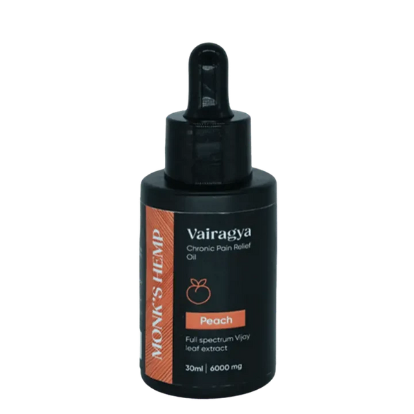 Monk's Hemp Vairagya - 6000mg Full Spectrum Pain Relief Medical Cannabis Leaf Oil (1:1) - Peach (30ML)